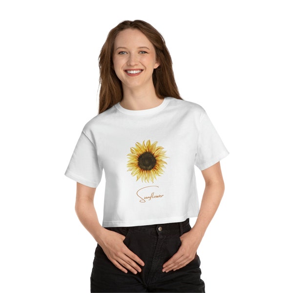 Sunflower Crop Top- Sunflower Tee- Champion Women's Heritage Cropped T-Shirt (Sunflower)