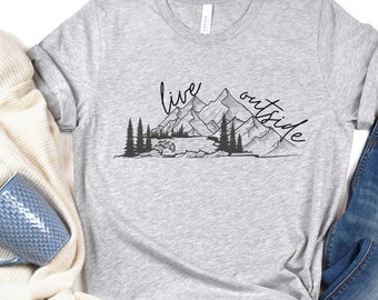 Live Outside, Hiking Shirt, Hiker Gift, Wanderlust shirt, Camping Shirt, Outdoor lover gift, Adventure Shirt, Camping Shirt