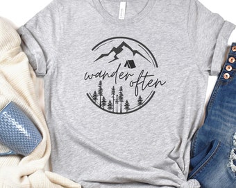 Wander Often Tee, Hiking Shirt, Hiker Gift, Boho tshirt, Camping Shirt, Outdoor lover gift, Adventure Shirt, Camping Shirt