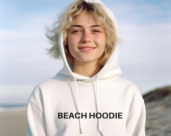 Beach Hoodie Unisex Heavy Blend Sweatshirt, Boho Aesthetic Shirt, Gift for Her, Womens, Trendy Hoodies, Ocean Beach Surf Top, Oversized