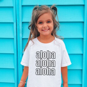 Aloha Kids Heavy Cotton Tee, Beach Shirt, Vacation Tshirt, Youth Sizes XS to XL, Hawaiian T-Shirt, Gift for Kids, Boys and Girls, Unisex