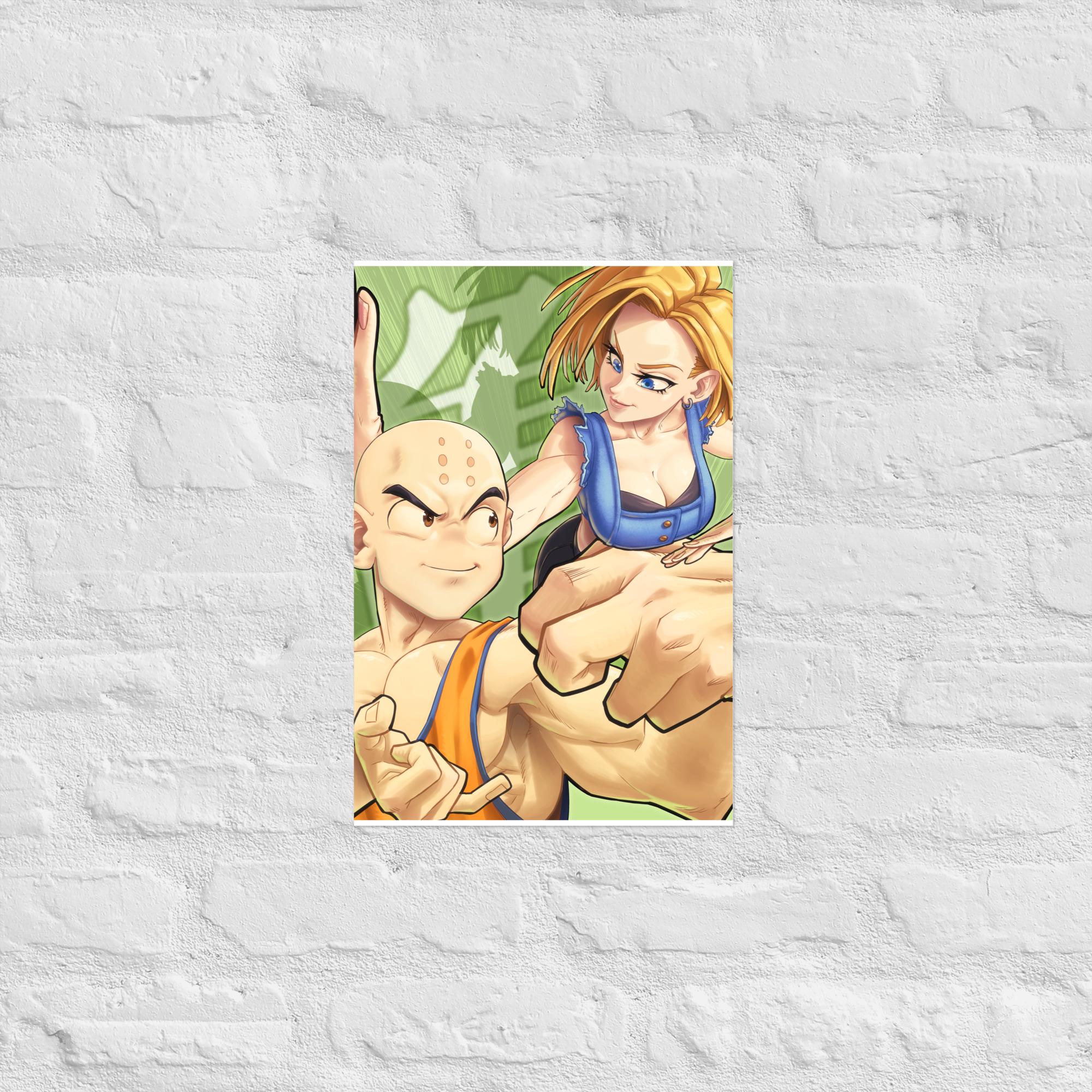 Krillin X Android 18 Poster Romantic Dragon Ball Z Wall Art Anime