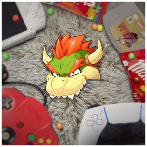 Bowser - CHOMP! Transparent Vinyl Sticker | Super Mario Sticker | Gaming Decal for Laptops, Water Bottles, and Notebooks