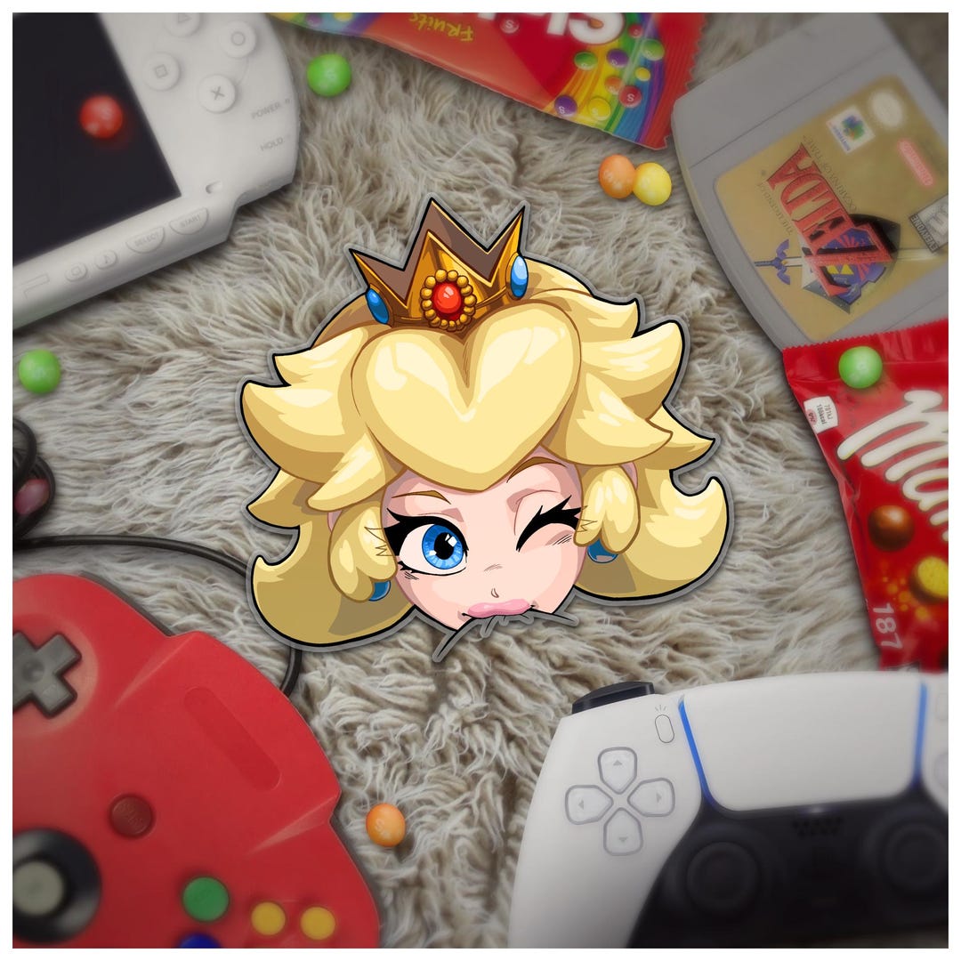 Princess Peach Chomp Vinyl Sticker: Super Mario Gaming Decal - Etsy