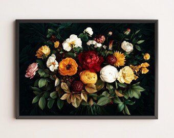 Lámina floral de Dark Academia: Arte botánico gótico vintage (descarga digital)