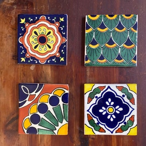 Talavera coasters, Mexican tile, hostess gifts, home decor,