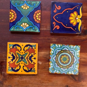 Talavera coasters, Mexican tile, hostess gifts, home decor,