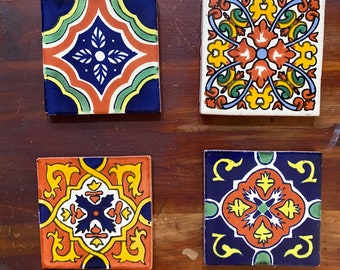 Talavera coasters, Mexican tile, hostess gifts, home decor,
