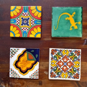 Talavera coasters, Mexican tile, hostess gifts, home decor,