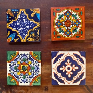 Talavera coasters, Mexican tile, hostess gifts, home decor,