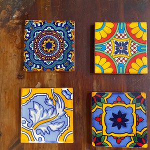 Talavera coasters, Mexican tile, hostess gifts, home decor,