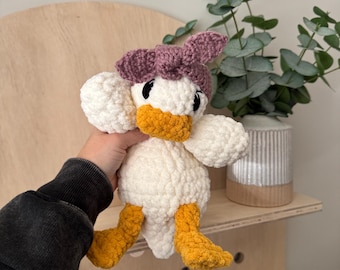 Handmade Duck Lovey Plush, Soft Blanket Yarn Snuggle Buddy, Baby Shower Gift