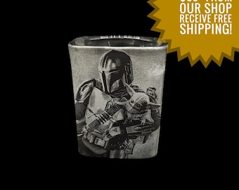 Mandalorian and Grogu Inspired Engraved Whiskey or Shot Glass