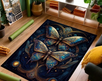 Luna Motten Teppich: Mystische Schmetterling Blumen Home Decor