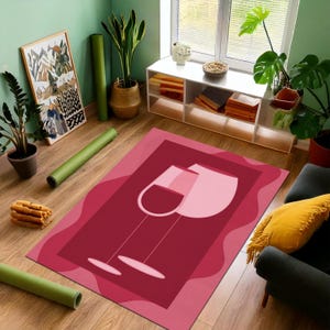 Red Wine Rug, Love Decor Rug, Valentines Gift Rug, Hearts Decor Rug, Lovers Area Rug, Valentines Day Rug, Home Decor Rug,Love Design Rug
