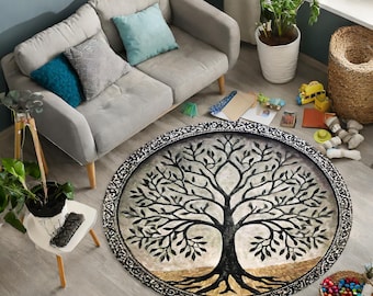 Arbre de vie, Tapis d'arbre de vie, Décoration d'arbre de vie, Décoration d'arbre de vie, Cadeau tapis rond, Tapis rond, Tapis rond moderne, Carpette, Tapis artistique