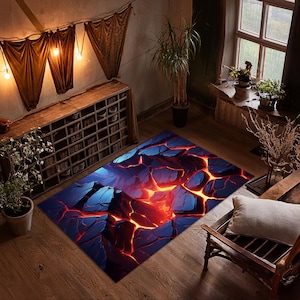 HOT Lava Rug, Home Decor Volcano Floor Rug, Living Room Area