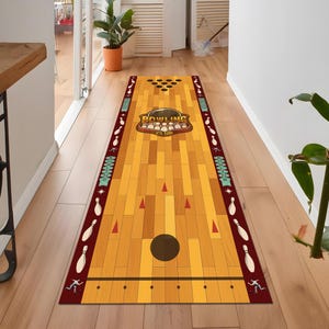 Bowling Lanes Rug for Playing Bowling, Bowling Decor, Bowling Strike Rug, Bowling Playing Rug, Runner Rug, Washable Rug, Non-Slip Rug
