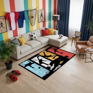 Tapete de futebol, tapete de futebol americano, tapete para quarto de menino, tapete popular, tapete esportivo, tapete para sala de estar, decoração para casa, colorido, tapete para chão, tapete para presente imagem 2