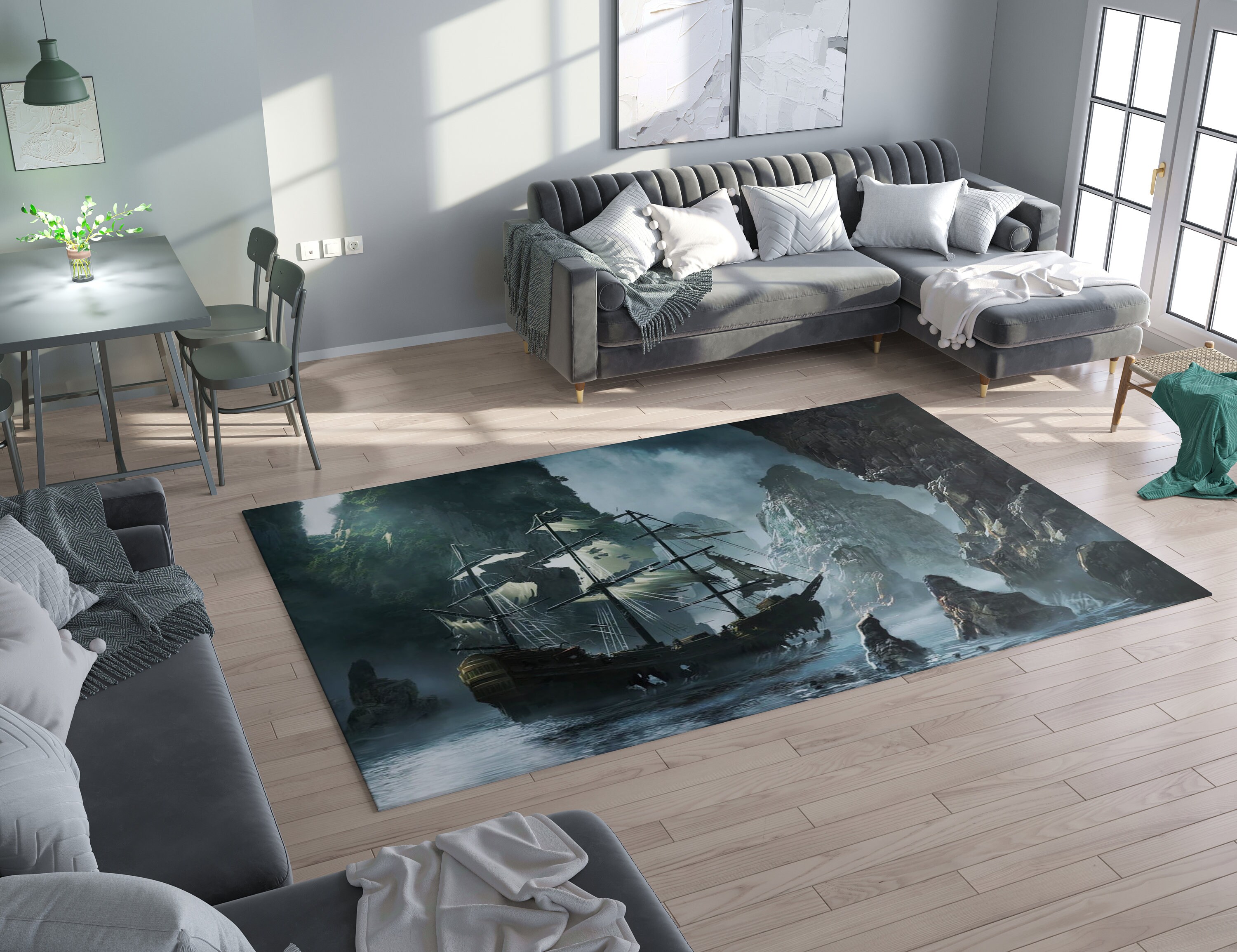 Pirate Ship Rug Ship Rug Patterned Printing Rug Patterned Etsy