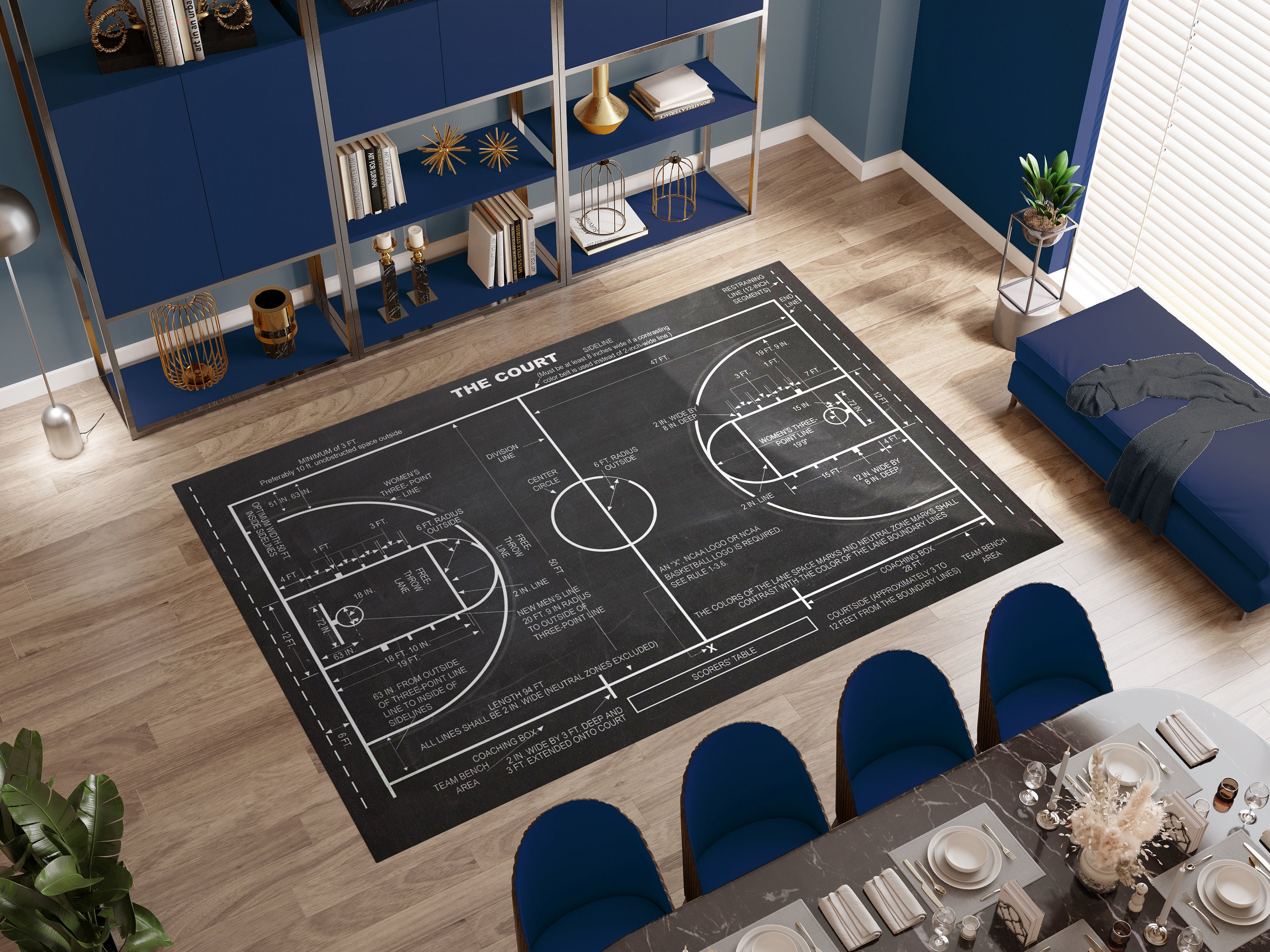 Basketball 3 Point Line Rug Basketball Court Rug, Basketball Rug, Patterned Printing Rug, Washable ...