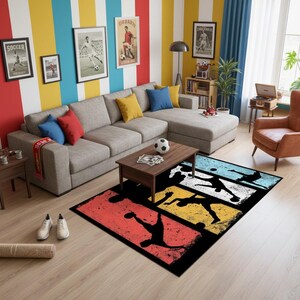 Tapete de futebol, tapete de futebol americano, tapete para quarto de menino, tapete popular, tapete esportivo, tapete para sala de estar, decoração para casa, colorido, tapete para chão, tapete para presente imagem 5
