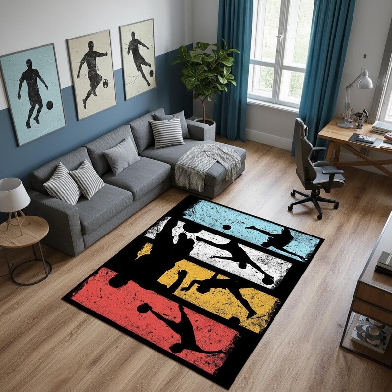 Tapete de futebol, tapete de futebol americano, tapete para quarto de menino, tapete popular, tapete esportivo, tapete para sala de estar, decoração para casa, colorido, tapete para chão, tapete para presente imagem 6