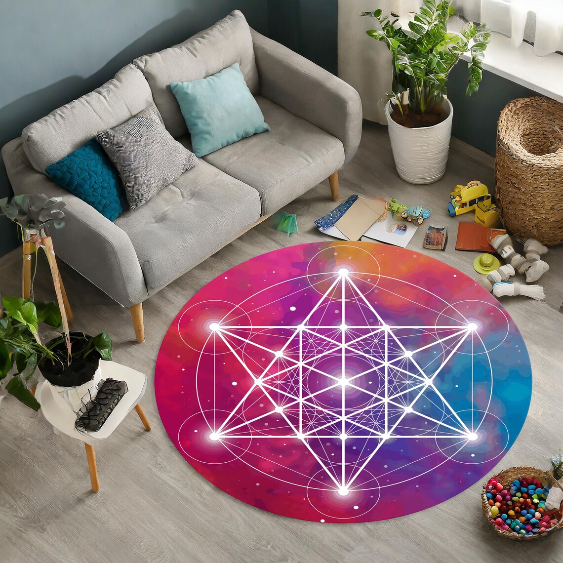 Metatron Cube Rug Metatron Cube Round Rug: Sacred Geometry Spiritual Floor Decor - Etsy