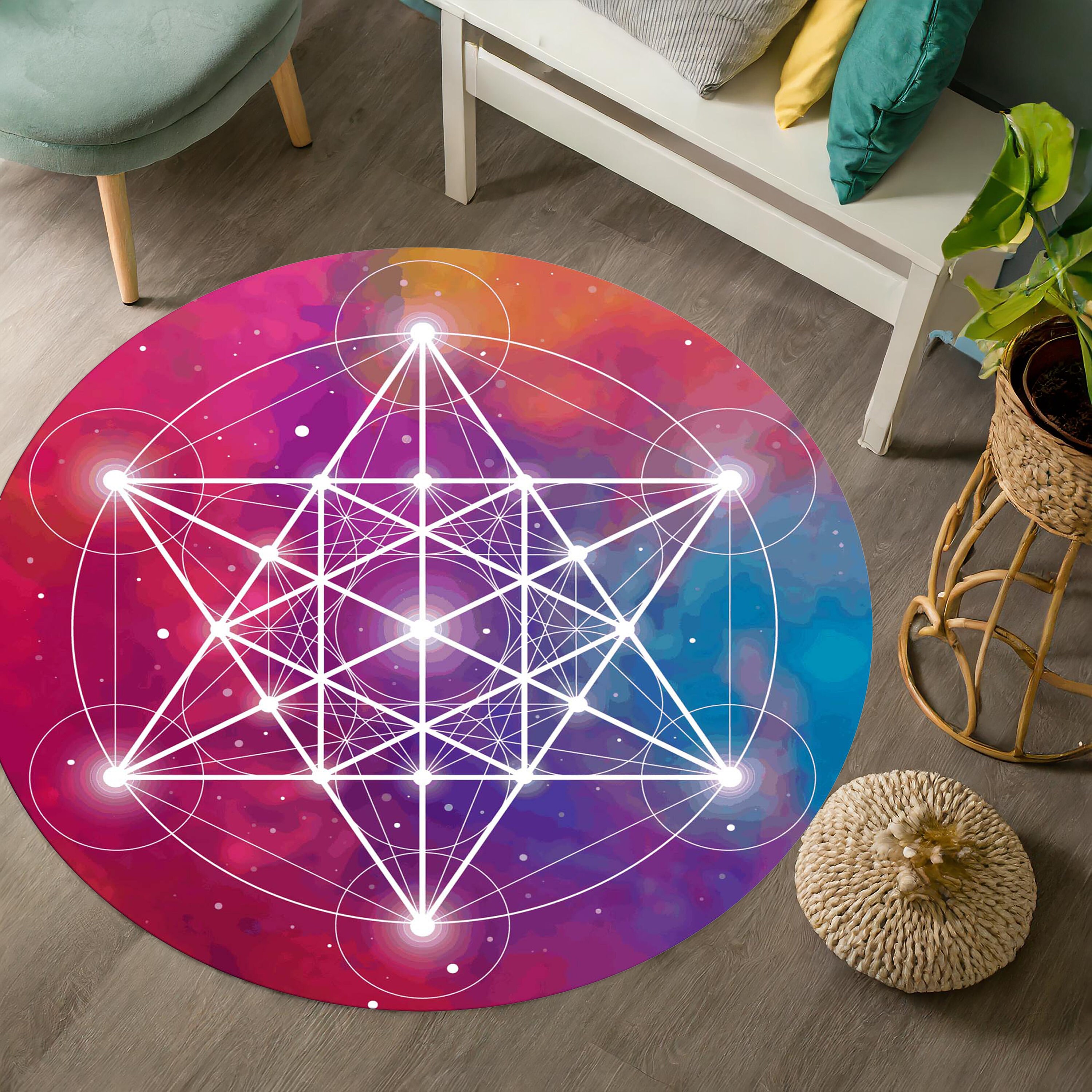 Metatron Cube Rug Metatron Cube Round Rug: Sacred Geometry Spiritual Floor Decor - Etsy
