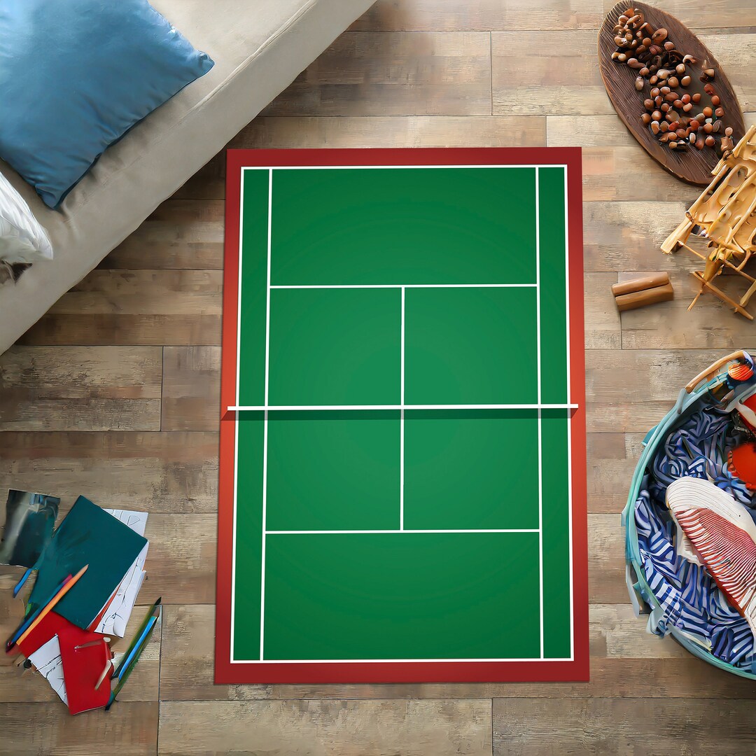 Tennis Court Rug, Tennis Field Rug, Sport Exercises Rug, Sport Rug ...