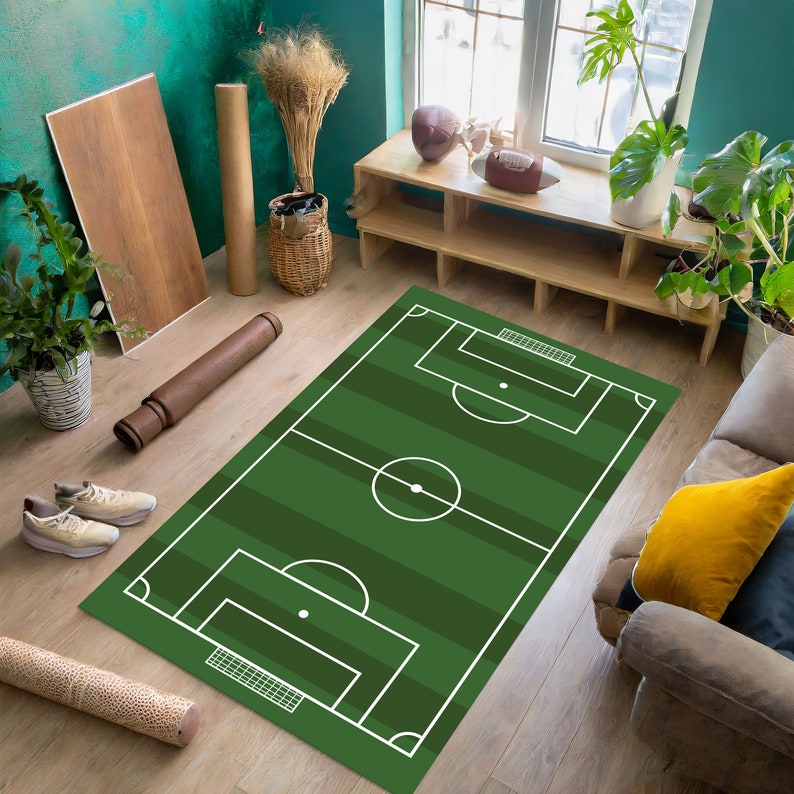 Football Field Rug, Football Rug Custom Team Logo Rug, Washable