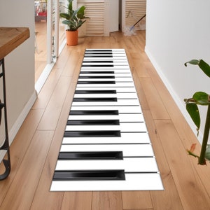Piano Keys Rug, Music Runner Rug, Piano Runner Rug, For Music Lovers Gift, Piano Room Rug, Hallway Runner, Non-Slip Rug,