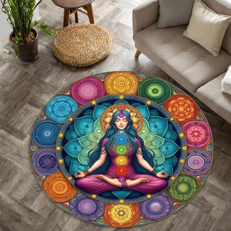 Tapis 7 chakras, tapis de méditation, tapis chakras, tapis 7 chakras, tapis de méditation, tapis de yoga, tapis de yoga, tapis de yoga, tapis chakras image 1