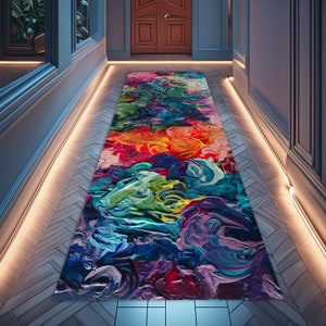 Mix Colour Runner Rug, Colorful Rug, Abstract Runner Rug, Modern Rug, Trend Runner Rug, Color Brushed Runner Rug, Washable And Non Slip Rug