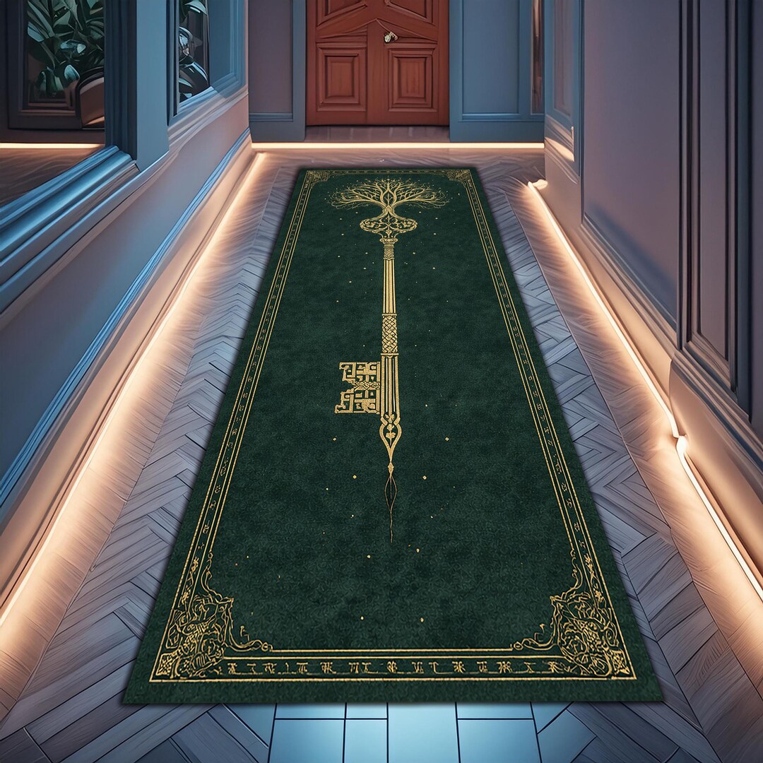 Ornate Staff Sword Rug, Fantasy Scepter Carpet, Gothic Weapon Rug, Dark ...