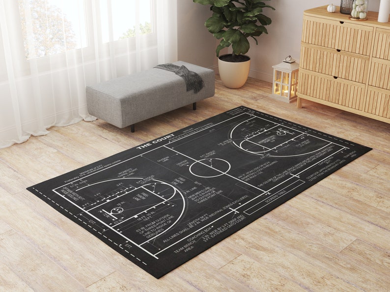 Basketball 3 Point Line Rug Basketball Court Rug, Basketball Rug, Patterned Printing Rug, Washable ...
