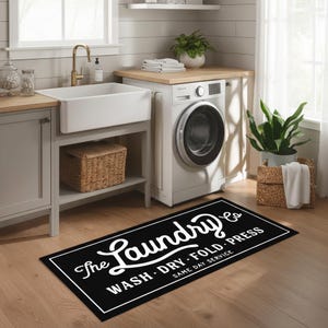 Personalized Laundry Room Rug: Machine Washable, Non-Slip