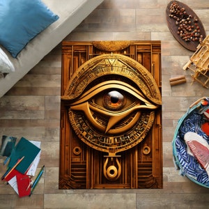 Egypt Rug, Ankh Rug, Ancient Rug, Ra Rug, Hieroglyph Rug, Cat Rug, Room Decor, Living Room Rugs, Modern Rug, Office Rug, Washable Rug