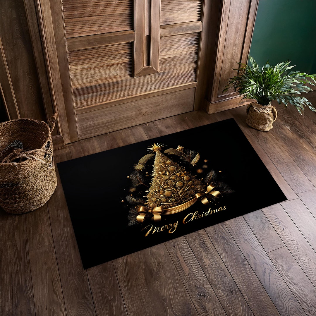 Xmas Tree Rug Christmas Tree Rug: Holiday Santa Claus Polyester Carpet - Etsy