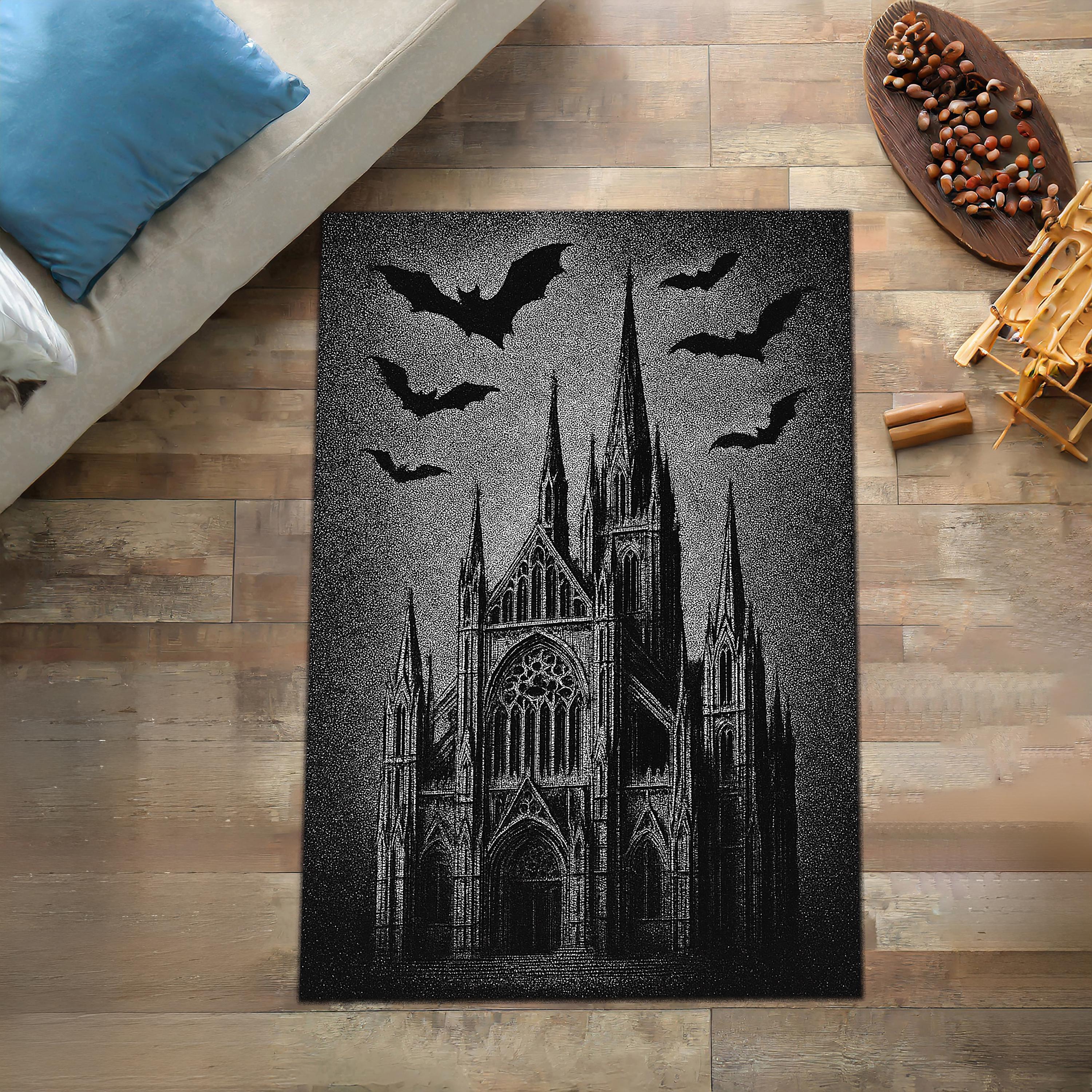 Haunted Castle Area Rug: Gothic Horror Bat Design - Etsy
