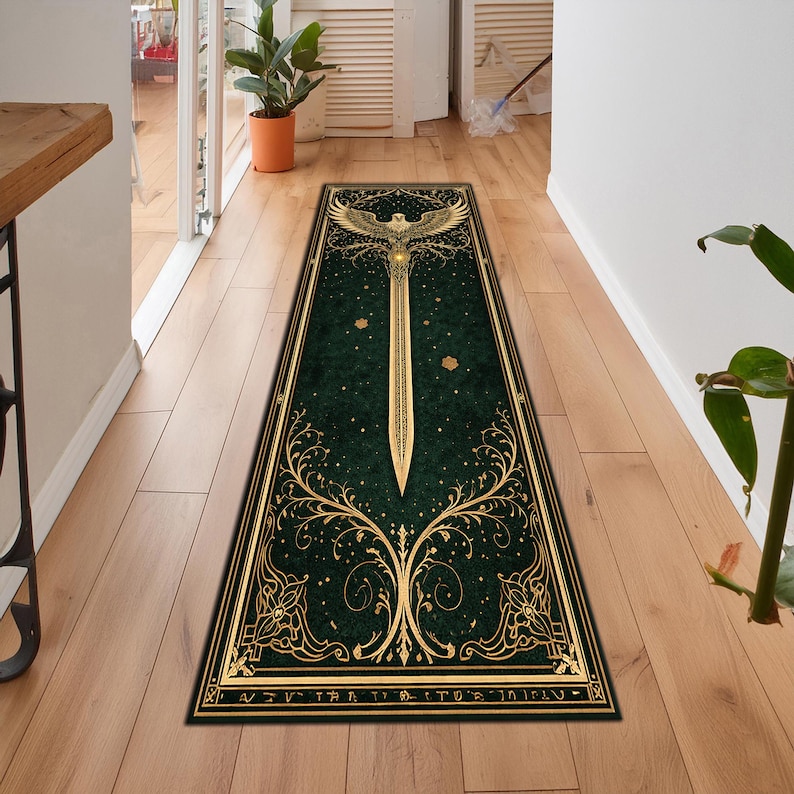 Winged Sword Rug, Angelic Gothic Carpet, Dark Academia Fantasy Rug ...