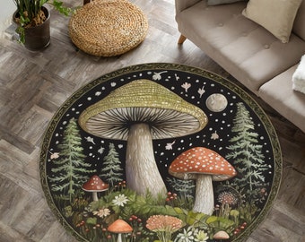 Tapis rond champignon coloré, tapis hippie rond coloré pour chambre à coucher, tapis bohème, tapis pour chambre à coucher, tapis, décoration moderne, tapis rond moderne