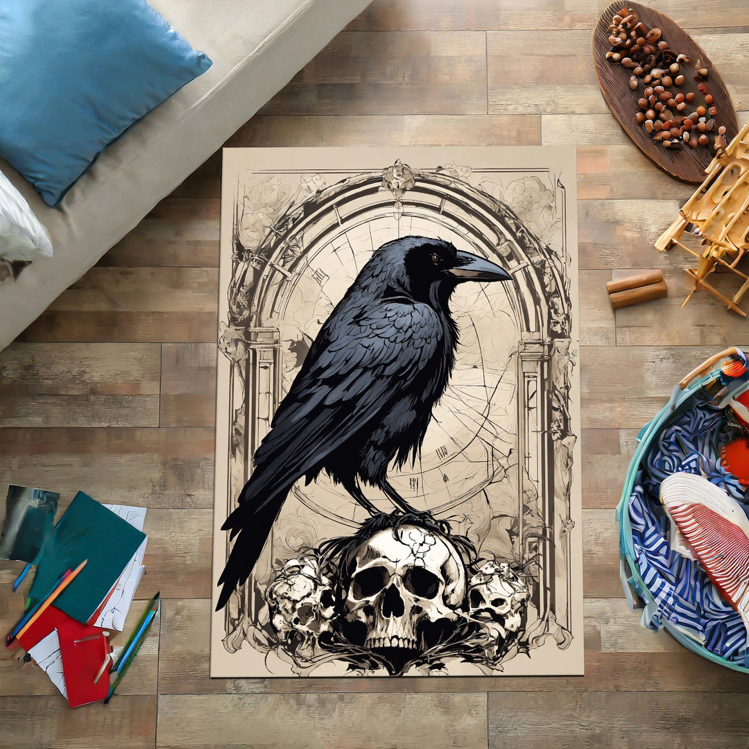 Crow Bird Rug, Gothic Rug, Gothic Lovers Rug, Horror Rug, Halloween Rug ...