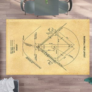 Baseball Field Rug, Baseball Rug, Impressive Rug, Patterned Printing Rug, Washable Rug, Modern Rug, Printed Rug, Custom Rug, Small Rug