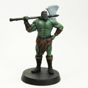 TTRPG Minifigure - Half Orc Male Barbarian Thug 1 (unpainted) - DnD, Pathfinder, Tabletop roleplay games