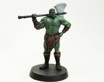 TTRPG Minifigure - Half Orc Male Barbarian Thug 1 (unpainted) - DnD, Pathfinder, Tabletop roleplay games