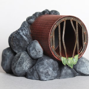 TTRPG Mini Terrain - Fieldstone Sewer Pipe (unpainted) - DnD, Pathfinder, Tabletop