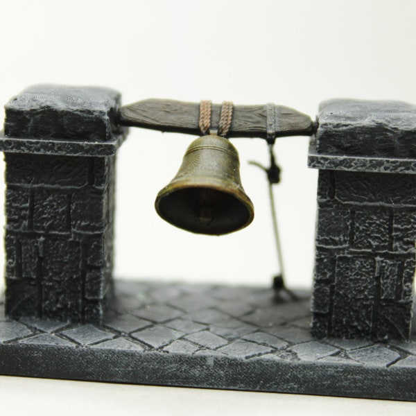 TTRPG Mini Terrain - Bell w/ Stone Pillars (unpainted) - DnD, Pathfinder, Tabletop game figure for battle map