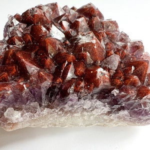 Hematite Capped Amethyst, Red Capped Amethyst, Quartz with Hematite Inclusions, Red Auralite Amethyst, Crystal Clusters, Amethyst Cluster.
