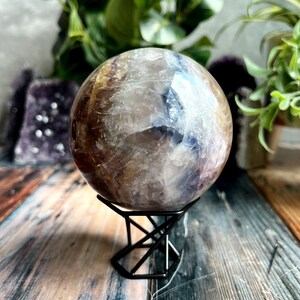 Beautiful Rainbow Fluorite Sphere, Large 89mm Fluorite Sphere, Colorful Fluorite Sphere with rainbows and inclusions